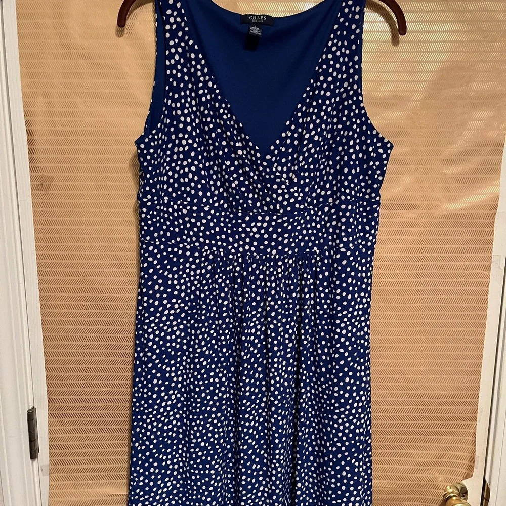 CHAPS~RL SLEEVELESS DRESS~BLUE~LG - Picture 7 of 8